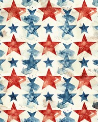 A watercolor pattern of stars and stripes, with a section for writing,