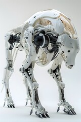 Fototapeta premium Mesmerizing Robotic Beast:A Visually Stunning Portrayal of Technological Elegance and