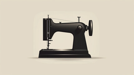 Modern Minimalist Vector Illustration of Sewing Machine in Tailoring Profession