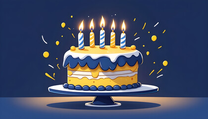 Hand drawn cartoon cute birthday cake illustration	
