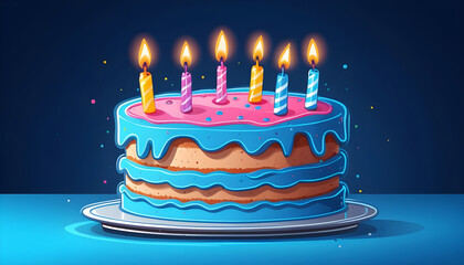 Hand drawn cartoon cute birthday cake illustration	
