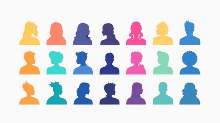 A set of colorful user icons. The icons are of different colors and shapes, representing the diversity of people.
