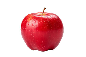 Fresh red apple with water drops isolated on black background.