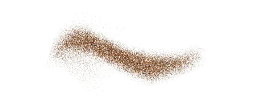 Coffee, cocoa or chocolate powder particles. Brown dust or sand wave element. Ground beans, grains and granules wavy flow. Vector illustration 