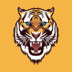 Tiger Face Vector, Tiger Head Illustration Mascot Design