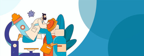 Medical characters fighting the epidemic flat vector concept operation hand drawn illustration

