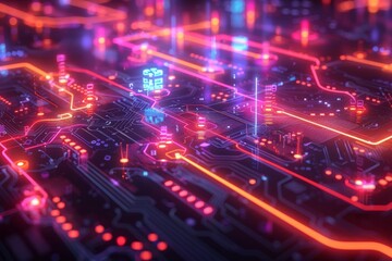 Obraz premium Cyber Security Data Transfer illustration created with Generative AI