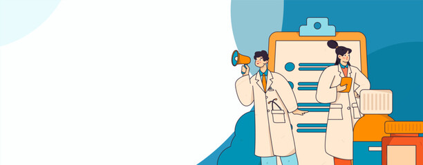 Medical characters fighting the epidemic flat vector concept operation hand drawn illustration
