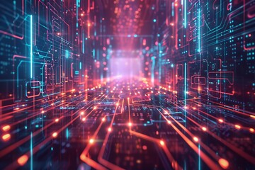 Fototapeta premium Cyber Security Data Transfer illustration created with Generative AI