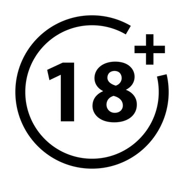 18 plus icon vector isolate on white background for your web design, logo, infographic, UI. illustration