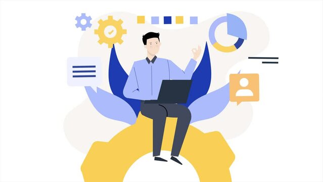 businessman animated illustration isolated on white background. business animation video