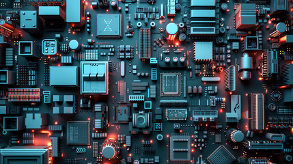 engulfed by the internet flat design top view cyber landscape theme 3D render Monochromatic Color Scheme.