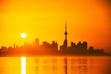 Fototapeta premium Toronto skyline and the sunrise in summer