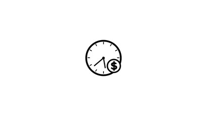 Time is money icon, USA dollar sign with wall clock isolated.