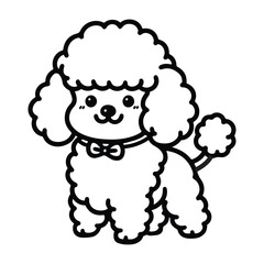 Line art of poodle dog cartoon vector