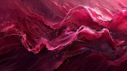 Obraz premium Artistic abstract wave in deep ruby and garnet tones, featuring detailed burgundy textures and fluid movement