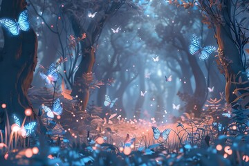 Fototapeta premium Shining Flowers, Enchanting Moonbeams, Botanical Scene, glistening Morning