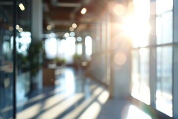 Blurred background of the modern office interior , Background bright office in blur Generative, AI-generated
