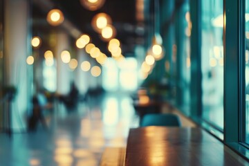 Fototapeta premium Blurred background of the modern office interior , Background bright office in blur Generative, AI-generated