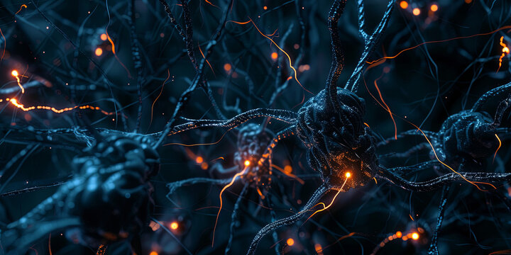 illustration of neurons and their connections, generative AI