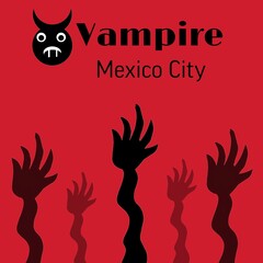 Vampire Mexico City, celebration, hands, vector, silhouette