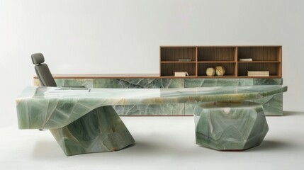 Office clothes made from large pieces of jade. white background