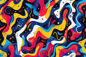 Abstract pattern with fluid shapes and vibrant colors in dynamic composition