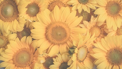 たくさんのひまわりが敷き詰められた背景用