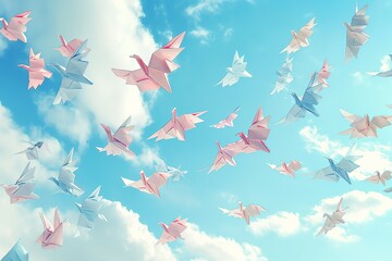 flying doves in origami