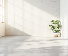 Warehouse interiors with ample spaces, natural light and copyspace.