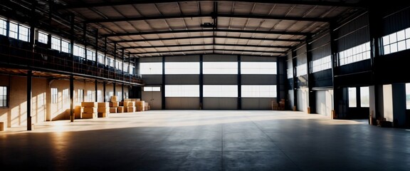 Sunwarm blurred 360 view warehouse interior Sunlit Warehouse Oas