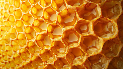 Alvéoles jaunes en relief, motif texturé organique rappelant la ruche