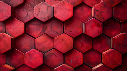 Alvéoles rouges en relief en ardoise, motif texturé organique avec un effet futuriste d'hexagones