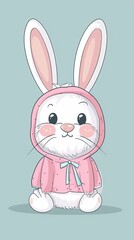 Obraz premium bunny outfit flat design front view birthday theme cartoon drawing Tetradic color scheme