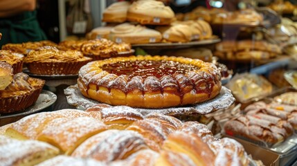 Fototapeta premium A common cake from Naples known as baba in a marketplace