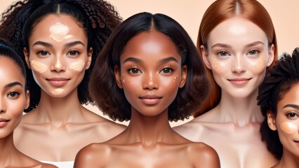 Obraz premium Diverse Women Celebrating Natural Beauty with Skincare Treatments