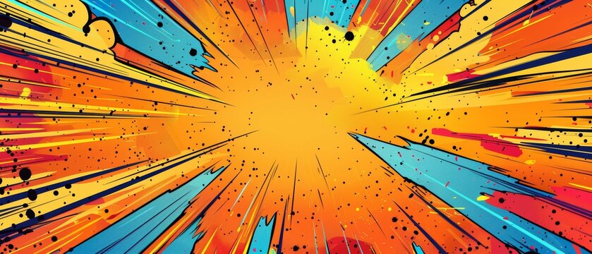 Retro comic style burst with vibrant colors and dramatic effect