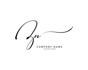 z n zn initial letter handwriting and signature logo