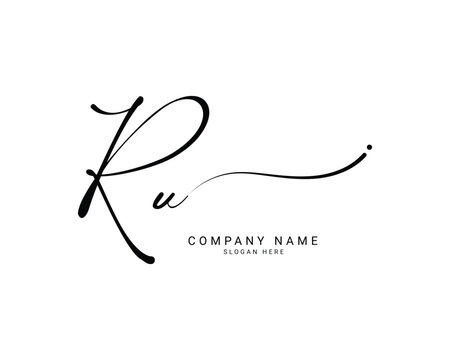 r u ru initial letter handwriting and signature logo