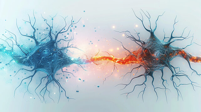 Neuron myelin sheath damage Illustration