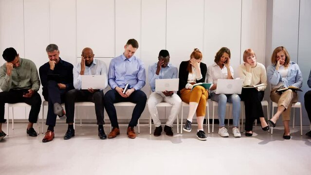 Unemployed Job Seekers. Bored People Waiting