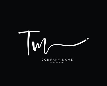 tm t m initial letter handwriting and signature logo