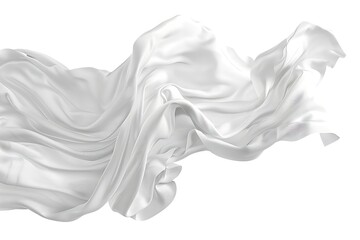 Fototapeta premium White fabric flying in the wind isolated on white background