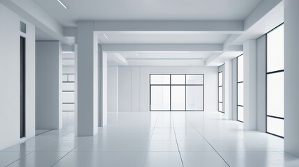 empty corridor with windows