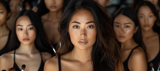 Fototapeta premium Beautiful Asian woman in Women's Day,Portrait woman in studio,Women of different ages stand together.