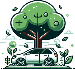 Car And tree vector 