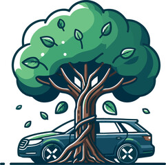 illustration of a tree with a head