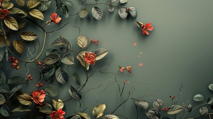 The fundamental composition of leaves along with branches and blossoms