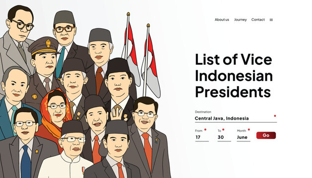 Landing Page idea with indonesian national heroes illustration
