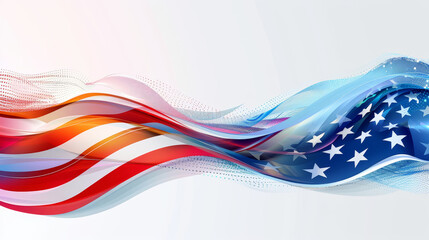 Flowing American Flag with Abstract Waves